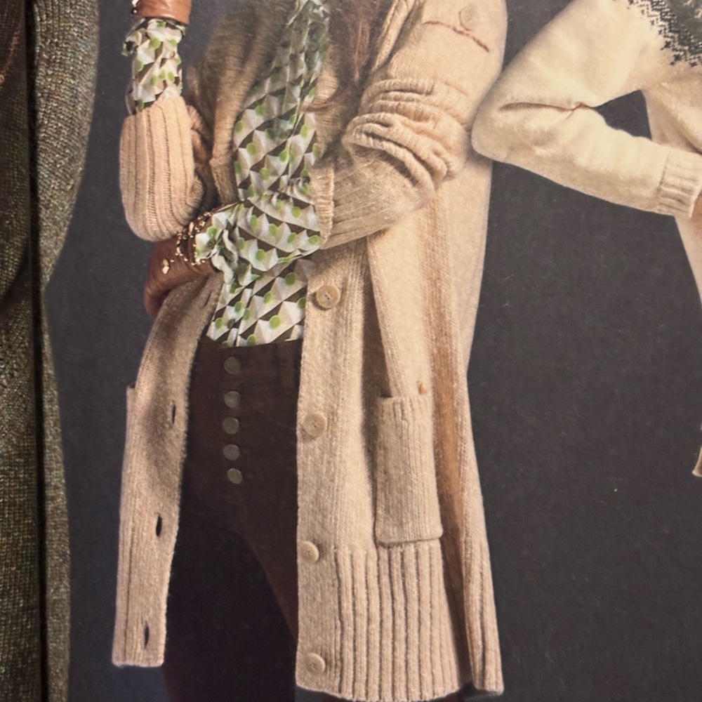 CAbi Steady Cardigan 4275 Size Large Women's Tan Cardigan Sweater GUC